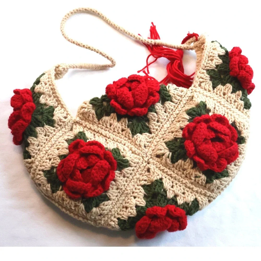 Handmade crochet hobo